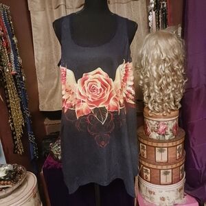 Michael Taylor Sparkly Rose Wing Tank Top L/XL